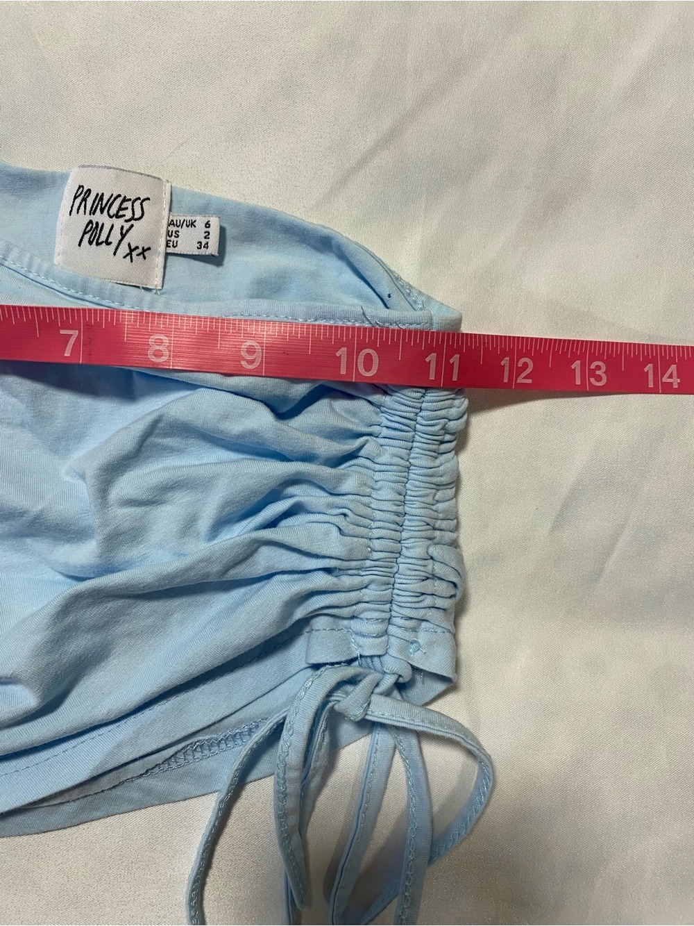 Princess Polly Baby Blue Ruched One-Shoulder Crop Top - Picture 4 of 5
